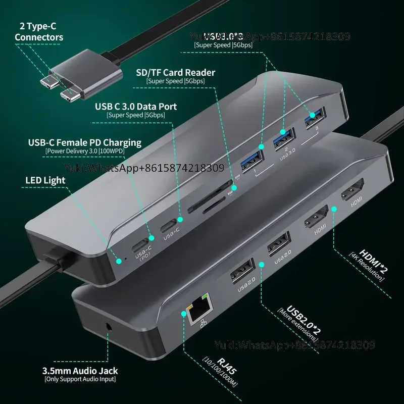 Hot Selling Dual Display Scree - đánh giá và giá Usb Hub Type C